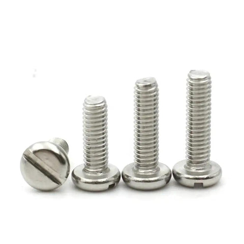 Heavy Duty 304 Stainless Steel Slotted Round Head Cheese Screw Bolt Set M1.6 To M2 Sizes Four Millimeter Length displayed.