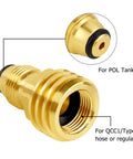 Solid Brass Propane Tank Adapter Converts POL LP Service Valve To QCC1 Type1 Hose Or Regulator No Fuss Heavy Duty Leak Free