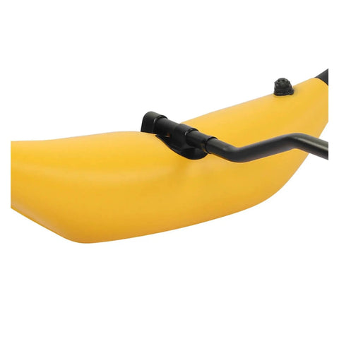 Inflatable Stabilizer Kit For Canoe And Kayak, Portable PVC Outrigger With Lightweight Build, yellow outrigger attachment detail view
