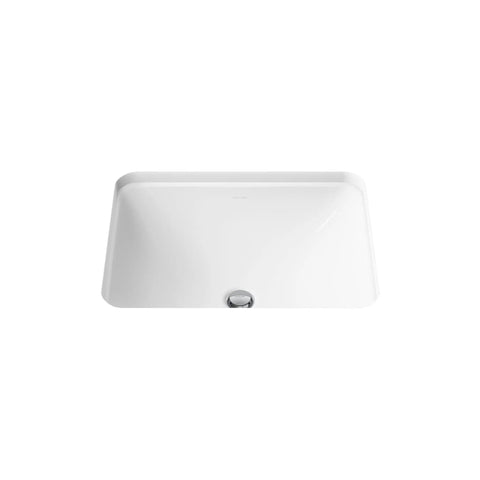 Roomy Rectangular Undermount Bathroom Sink With Overflow Drain Crafted From Hella Durable Vitreous China For An Easy Vanity Setup Bringing Straight Up White Finish And Really Smooth Daily Performance - Top view