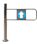 Heavy Duty Commercial Safety Gate One Way Entrance Restrictor Universal Warehouse Access Controller metal swing barrier with blue arrow sign