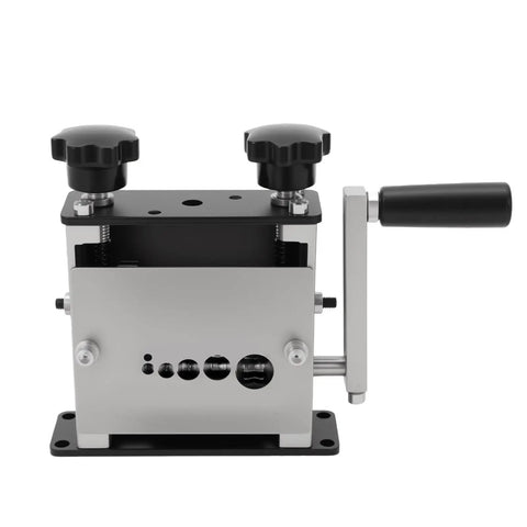Gowenic 6 Channel Hand Crank And Drill Powered Automatic Wire Stripper Machine For Copper Cable Stripping 1 To 17 Millimeters Multi Size Bladed Tool For Electrical Work High Capacity front view with hand crank