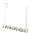 Over The Door Mop And Broom Holder No Drill Wall Mount With Four Slots And Four Hooks Wood Tool Hanger for laundry and garage door