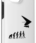Hang Glider Art Phone Case For Men And Women with evolution design, hang glide theme for outdoor flyers, white case, side view