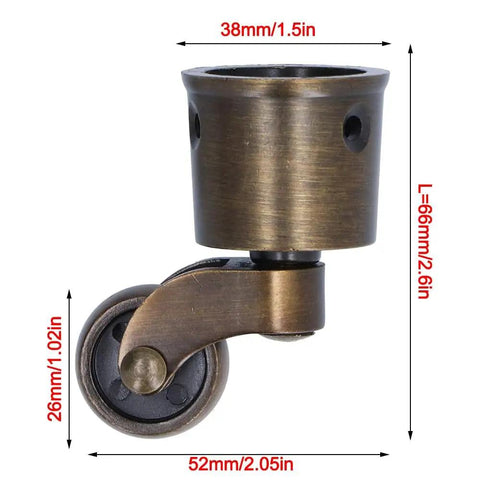 Zinc Alloy Round Cup Caster 4 Pack Heavy Duty Furniture Wheels For Sofa, Piano And Storage Box With 360 Degree Swivel Silent Rollers
