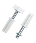 Close-up of Bi Fold Door Hardware Kit components including top pivot and guide wheels, part of the 8 PCS set for closet doors.