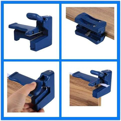 Woodworking trimmer clamp by Amazon; blue double-cutter edge-trimming tool for furniture.