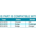 Compatibility chart for Front Wheel Bearing And Hub Assembly For Chrysler 300 2012 To 2020 Dodge Charger 2012 To 2020 And Challenger