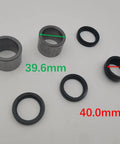 Replacement Washer Bearing and Seal Kit for Maytag Whirlpool Kenmore Dryer shows metal bearings and rubber seals, sizes 39.6mm and 40.0mm.