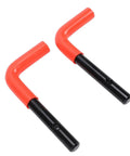 Heavy Duty Snow Plow Stand Lock Pin Kit For Western HTS Midweight Pro, Ultra Mount Pins With Hairpin Cotters And Spring Pins, 2 Piece Set, Direct Replacement Lock Pin Assembly For Quick Mount And Easy Service. Two red and black steel lock pins
