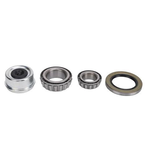 Heavy Duty 6000 Lbs Trailer Brake Drum Kit components including bearings and seals in various sizes made of durable steel.