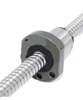 Pro Grade 600mm Ball Screw With 10mm Lead Built Tough Linear Shaft and Roller Guide smooth close-up of end fitting.