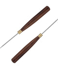 Heavy Duty 2 Pack Scratch Awl Tool Kit Rock Solid Leather Sewing Punch Set with polished tips and wooden handles.