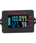 Hella Precise Pure Copper Shunt Battery Monitor Tracks 0 To 100 Amps Across 8 To 120 Volt Systems Featuring A Badass 32 Bit Chip And Usb Data Logging Plus Bidirectional Measurement For Solar Projects And RV Camper Builds LCD display for battery voltage and current readings.