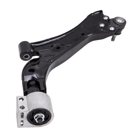 GMC Terrain Front Left And Right Lower Control Arm Replacement Kit For SLE FWD 2010 2017 With CMS501117 Bushing Set Built For Beefed Up Handling And Smoother Ride, showing a black metal arm with attached bushing and ball joint