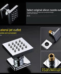 Lateral jet outlet shower nozzle, chrome finish, adjustable angle, designed for versatile shower experiences, 4x4in.