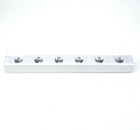 Aluminum Pneumatic Fitting Manifold Block 2 Way Splitter For Air Water Gas Oil Lines One Quarter Inch BSP 20x20mm DIY Friendly