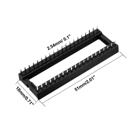 DIP IC Socket Adapter 8 Pack Solder Type 2.54mm Pitch Dual Row 40 Flat Pin 15mm Row Pitch for easy IC swaps.