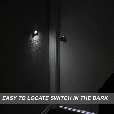 Three Way Light Switch With Night Light No Neutral Required No Fuss Install Illuminated Three Way Switch with night light showing in dark hallway.