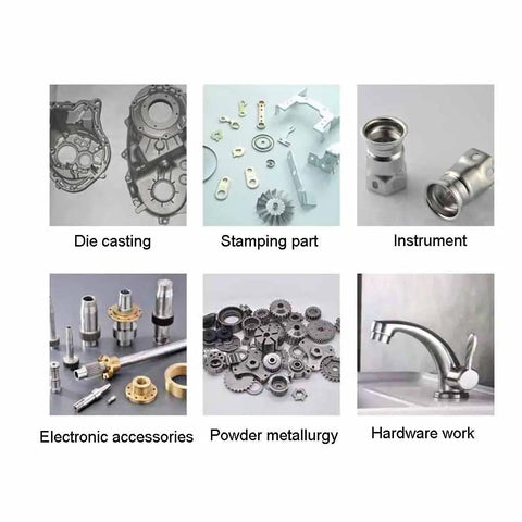 Heavy Duty 80 Liter Electric Vibration Polishing Machine Tackle Metal Deburring Chamfering Hardware Parts Smooth Finish Wear Resistant Industrial 1 1Kw Workhorse featuring various hardware parts and components.