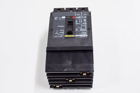 Heavy Duty 3 Pole Molded Case Circuit Breaker 90 Amp 600 Volt Unit Mount H-Frame PowerPacT viewed from above on a white background.