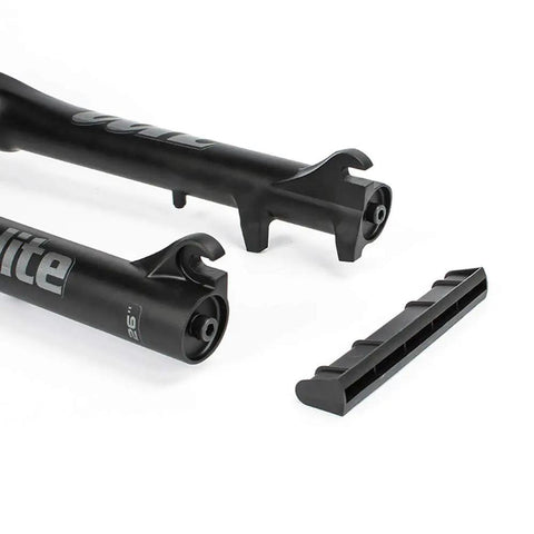 Close-up of the Beefy Fat Bike Air Fork 26 Inch With One And One Eighth Inch Steering Tube 135mm Spread showing attachment points.
