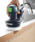 5-Inch Random Orbital Sander ETS EC 125/3 EQ-Plus Brushless EC TEC Motor sanding wood with ergonomic grip and dust-collection ready