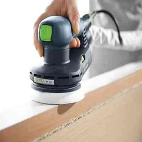 5-Inch Random Orbital Sander ETS EC 125/3 EQ-Plus Brushless EC TEC Motor sanding wood with ergonomic grip and dust-collection ready