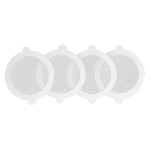 YUEHISY 50Pcs Shower Drain Hair Catcher Fiberglass Dense Mesh (50 Pieces) set of four round hair catchers with dense mesh design.