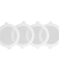 YUEHISY 50Pcs Shower Drain Hair Catcher Fiberglass Dense Mesh (50 Pieces) set of four circular mesh drain covers.