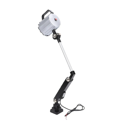 Built Tough 24W Wood Lathe Lamp Cutting Through Dark Shadows With Crisp Flicker Free Led Light And A 360 Swivel Head On A Flexible Gooseneck Arm For Cnc Mills And Workshops, showing sturdy clamp and flexible arm.
