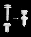50 Pack White Nylon Car Door Panel Retainer Clips Straight Swap Fits GM 15960325 displaying various clip designs for Chevy trucks.