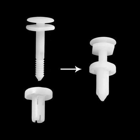 50 Pack White Nylon Car Door Panel Retainer Clips Straight Swap Fits GM 15960325 displaying various clip designs for Chevy trucks.