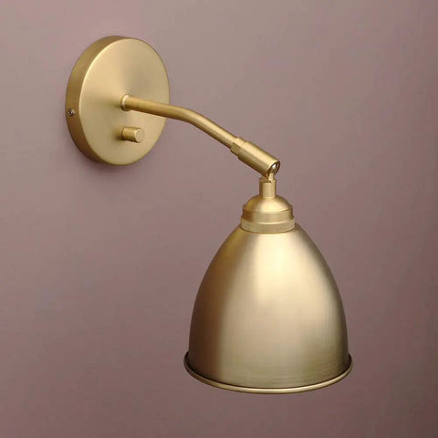 Vintage Wall Sconce Bookcase Light With Dimmable On Off Switch Hardwired Industrial Metal Fixture 6.1 Inch Oval Antique Gold Shade