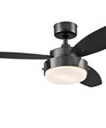 52 Inch Alloy LED Ceiling Fan in Gun Metal Finish with Reversible Black and Applewood Blades, Dope Dimmable LED Light Kit