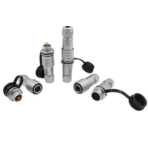 Panel Mount Rectangular Connector 4 Pin Metal Male And Female Power Plugs For Equipment Plug And Play Built Tough Industrial Grade Easy Install Durable Metal Housing Single Pack, 4-pin metal connectors with caps