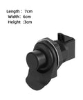 Black push button boat door latch from Five Piece Push Button Boat Door Latch Set with dimensions listed in cm