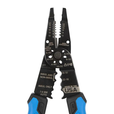 Pro Grade Long Nose Wire Stripper And Crimp Tool For 10 To 20 AWG Solid And 12 To 22 AWG Stranded Wire, Heavy Duty Electrician Tool