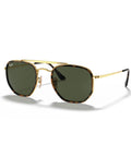 Marshal II Geometric Aviator Sunglasses with Gold Frame and G15 Green Lenses, 52MM, side view, unisex design, Italian craftsmanship.