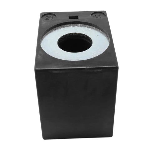 120V Solenoid Coil For Hydraulic Power Unit Lift Dump With 3 Prong DIN Connection, 16W, One And A Half Inches Tall, Heavy Duty Replacement Component For Dump Systems, front view