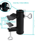 Beefy Heavy Duty Patio Umbrella Clamp Holder For Fences And Decks Ultra Tough Metal Umbrella Mount Bracket dimensions shown