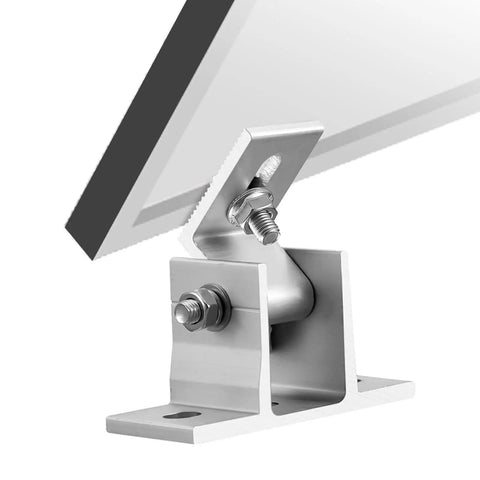 Adjustable Tilt Solar Panel Mount Brackets Aluminum Alloy For Flat Roofs RV Boats And Off Grid Installations Up To 400W Panels 15 To 30 Degree Tilt Mounting Support Silver Mount Only.