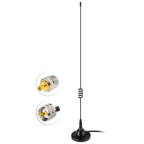 Dual Band Car Ham Radio Antenna With Rock Solid Magnetic Base For VHF UHF 136 to 174MHz 400 to 520MHz 3M RG58 Cable PL259 Male Connector