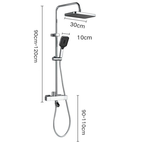 CUTPOIY Thermostatic Shower System, Brass Wall-Mounted Shower Faucet Set with LED Digital Display, Rain Shower System