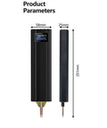 Dope DIY Portable Handheld Spot Welder With 80 Power Levels dimensions showing height and width with dual pulse output tips visible