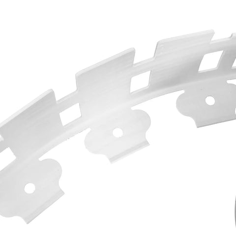 Close-up of 33 Foot White Plastic Garden Edging Border Kit With 60 Stakes No Dig Lawn Border For Flower Beds And Landscaping 4 Inch Tall Decorative Edge