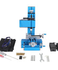 Mini Benchtop Milling Machine With 24W Motor, Compact Electric Metal Lathe For Diy Creators with tools and accessories.