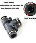 Push To Connect Pneumatic Union Tee Fittings Half Inch Tube OD with PBT Housing and POM Release Button