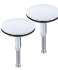 2pcs Brass Bathtub Drain Plug with Rotating Flat Seal for Leak Control, polished chrome finish, flat seal design, sturdy stem.