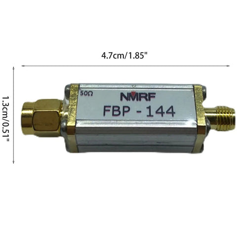 Compact 144 MHz 2 Meter Bandpass Filter with Miniature SMA Adapter, 4.7cm length